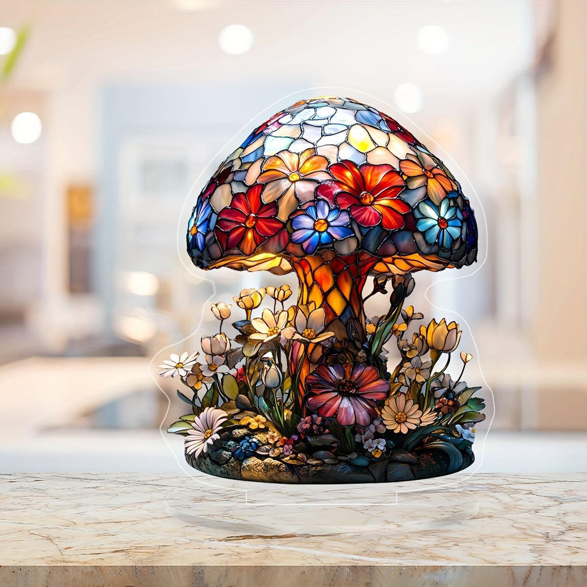 Lampe de Chevet Champignon en Acrylique - Style Art Déco