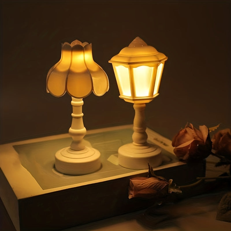 LumiDeco - Mini Lampe de Table Rétro LED pour Décoration Intérieure et Veilleuse