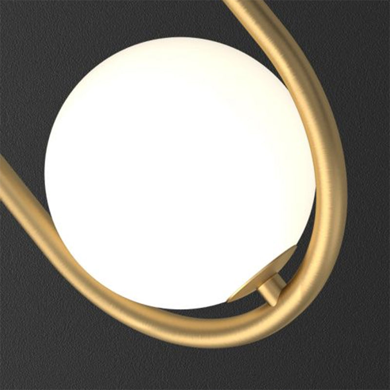 Lampe de chevet à deux globes - Finition dorée avec abat-jour en verre et cadre ovale