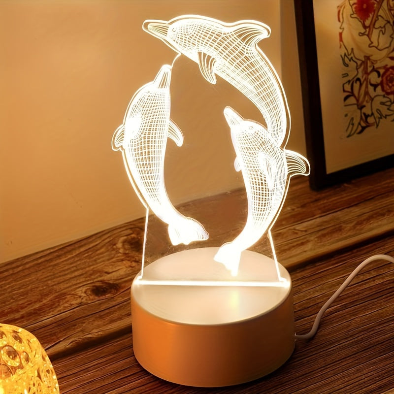 Dauphin Géo - Lampe de Chevet moderne avec illusion 3D
