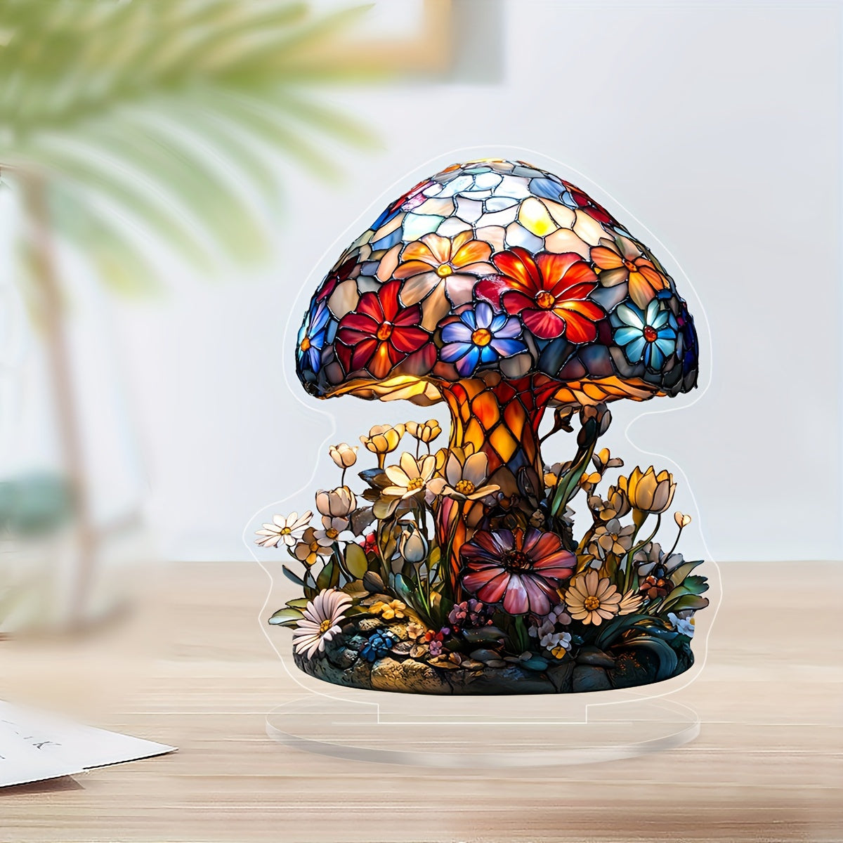 Lampe de Chevet Champignon en Acrylique - Style Art Déco