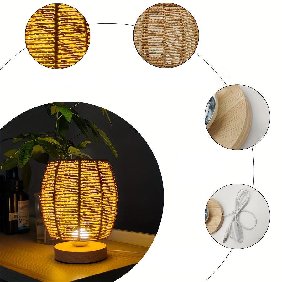 Lampe de Chevet artisanale en bois avec éclairage LED chaleureux
