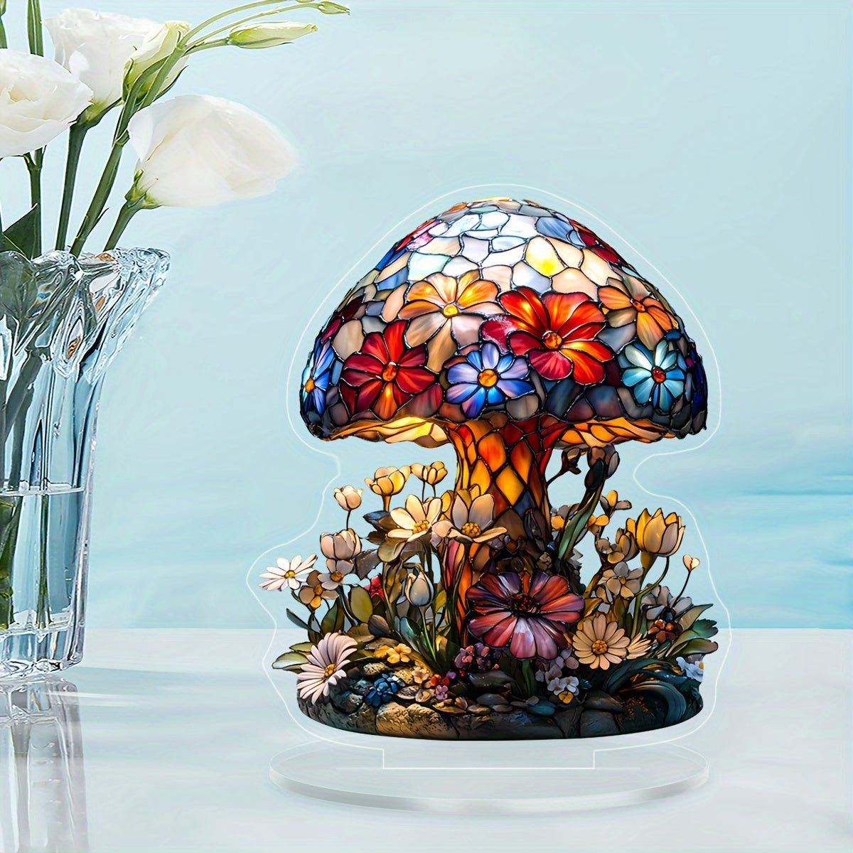 Lampe de Chevet Champignon en Acrylique - Style Art Déco