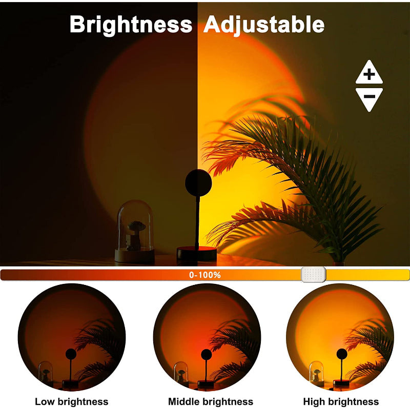 Lampe de chevet Coucher de Soleil - Lampe de Nuit LED RGB 16 Couleurs avec Rotation à 360°