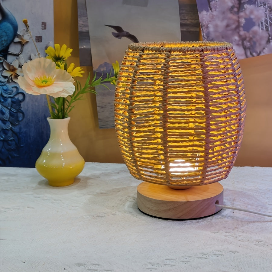 Lampe de Chevet artisanale en bois avec éclairage LED chaleureux