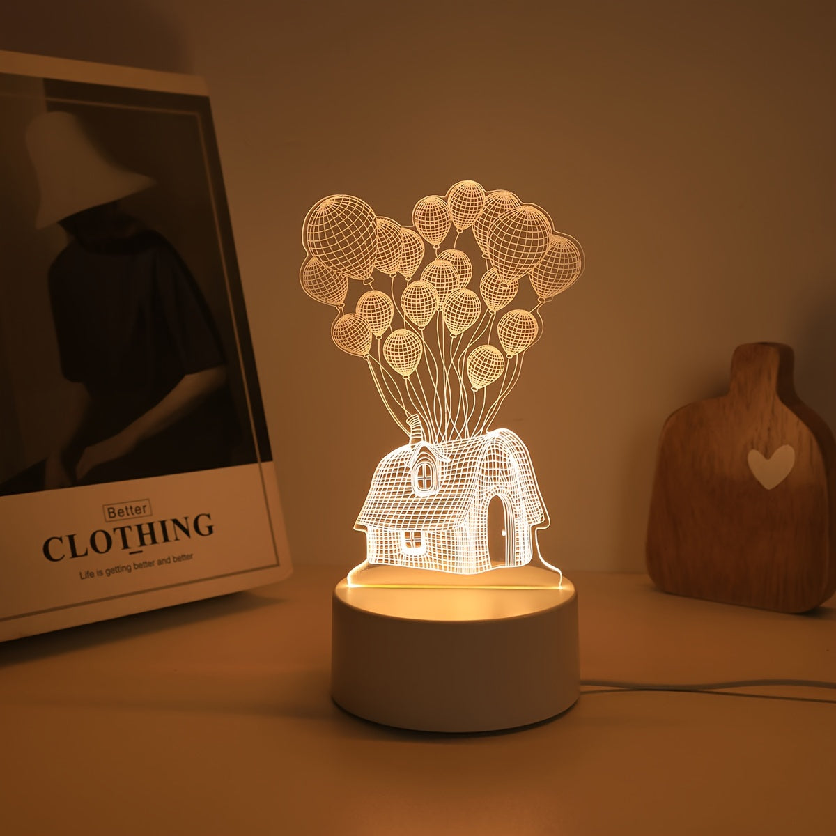 Veilleuse - Lampe de nuit LED 3D en forme de ballon, rechargeable par USB