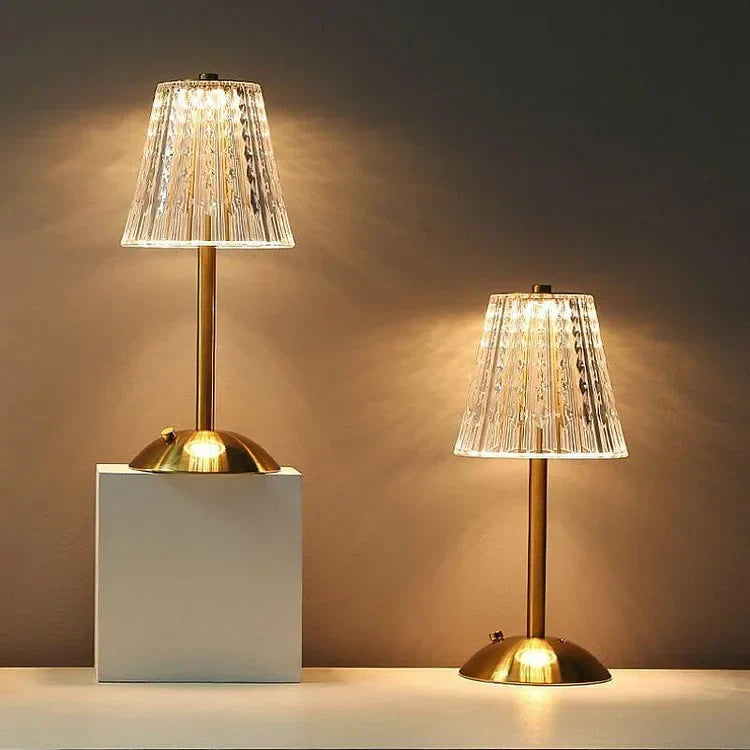 Lampe de Chevet en cristal doré élégant