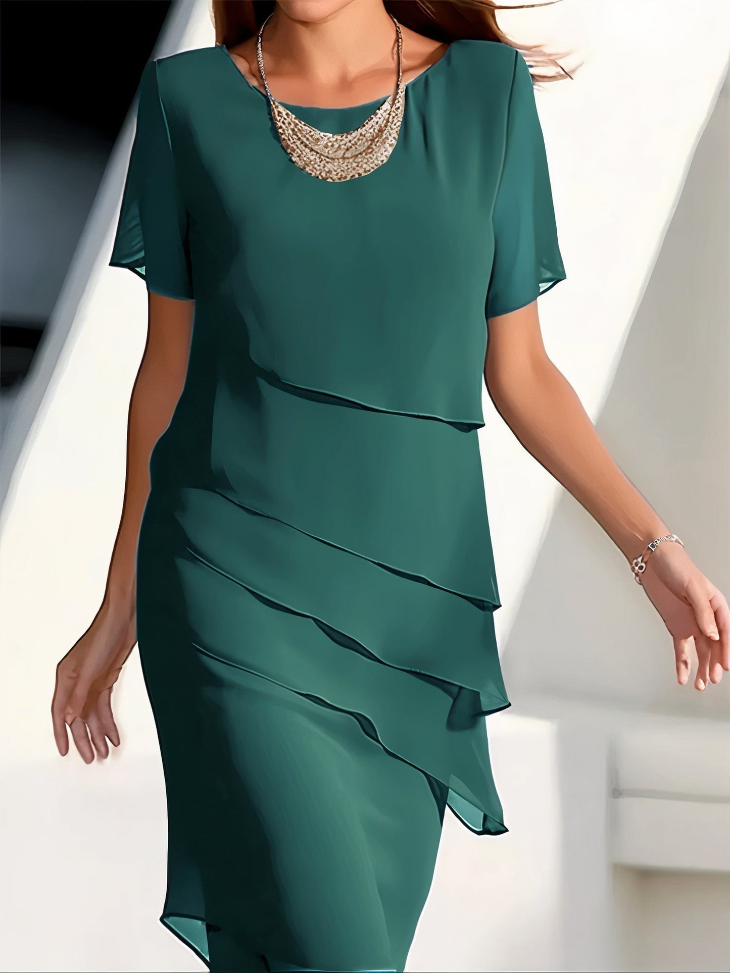 Lina - Robe en chiffon fluide et élégante – Légèreté et raffinement