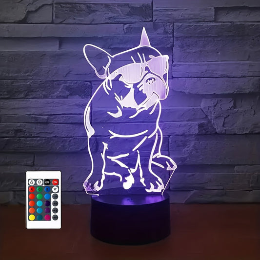 DecoBulldog - Veilleuse 3D Bulldog Français à 16 couleurs
