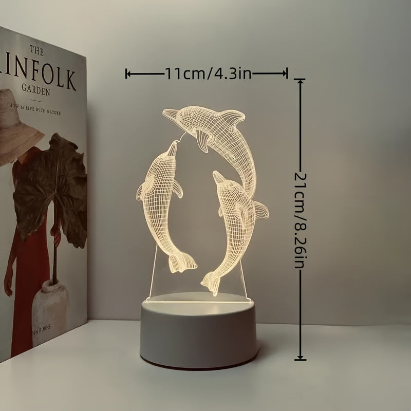 Dauphin Géo - Lampe de Chevet moderne avec illusion 3D