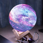 Veilleuse Sphérique Galaxy Violette - Lampe LED de Table avec Socle en Bois pour Enfants