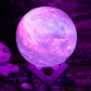 Veilleuse Sphérique Galaxy Violette - Lampe LED de Table avec Socle en Bois pour Enfants
