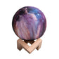 Veilleuse Sphérique Galaxy Violette - Lampe LED de Table avec Socle en Bois pour Enfants