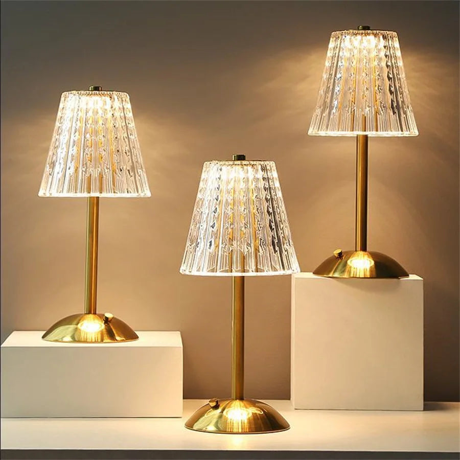 Lampe de Chevet en cristal doré élégant