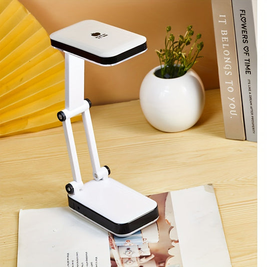 BrightFlex - Lampe de bureau LED ergonomique pour les yeux, bras pliable et rotatif, alimentation double batterie et USB