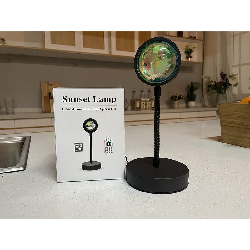 Lampe de chevet Coucher de Soleil - Lampe de Nuit LED RGB 16 Couleurs avec Rotation à 360°
