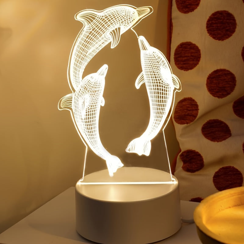 Dauphin Géo - Lampe de Chevet moderne avec illusion 3D