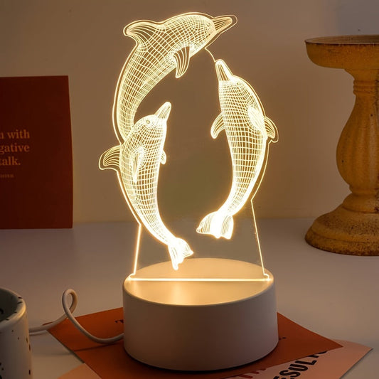 Dauphin Géo - Lampe de Chevet moderne avec illusion 3D