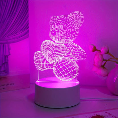 LumiOurson - Veilleuse 3D Illusion d'Ours en Peluche avec Contrôle Tactile
