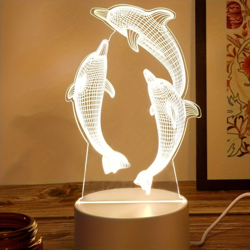 Dauphin Géo - Lampe de Chevet moderne avec illusion 3D