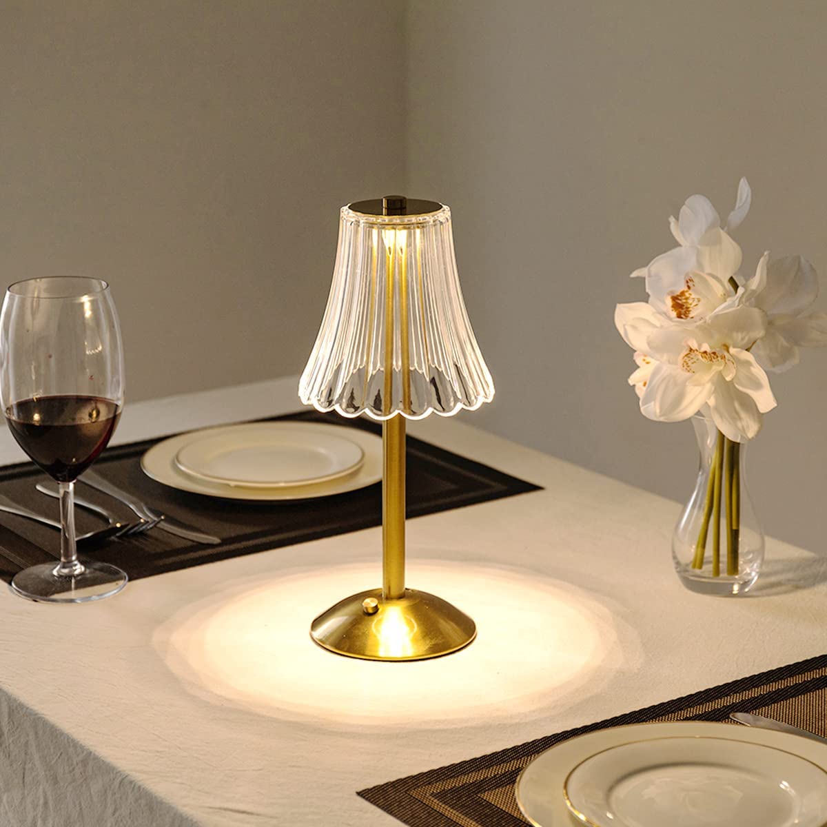 Lampe de Chevet en cristal doré élégant