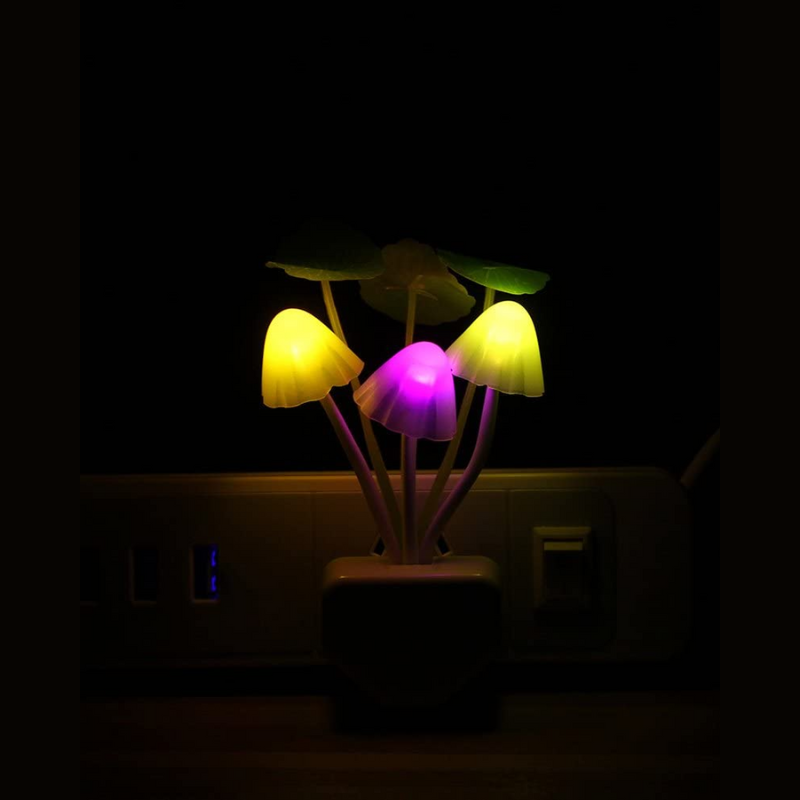 Veilleuse LED à capteur - Champignon coloré à brancher pour une ambiance féerique