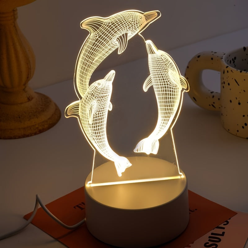 Dauphin Géo - Lampe de Chevet moderne avec illusion 3D