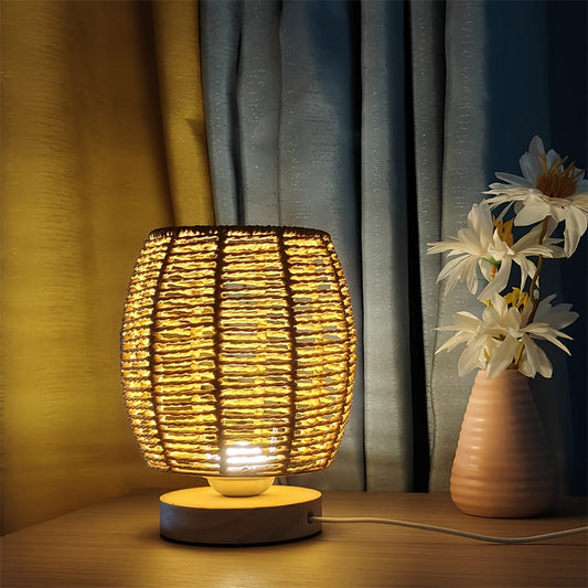 Lampe de Chevet artisanale en bois avec éclairage LED chaleureux