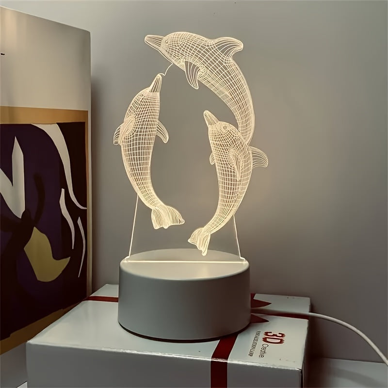Dauphin Géo - Lampe de Chevet moderne avec illusion 3D