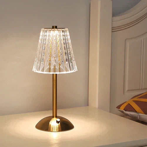 Lampe de Chevet en cristal doré élégant
